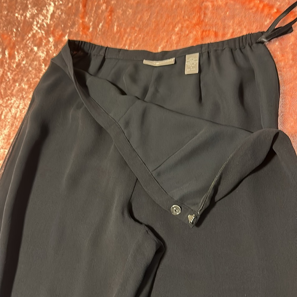 NWOT Valerie long light black pants 100% silk Crepe de Chine fully lined size S - Picture 11 of 14